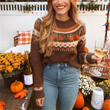 Kukombo Christmas Gift 2023 Women Vintage Striped Sweaters Long Sleeve Oversized Loose Winter Lazy Wind Plus Size Sweater Pullovers Knit Sweater Tops