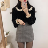 Christmas Gift Girls Blouse women spring velvet Vintage Shirt female fall Oversize Tops Women Long sleeve Autumn Women Blouses femme Blusas