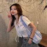 Christmas Gift T-shirts Women Cropped Summer Simple Design Tops Casual Short Sleeve College All-match Stylish Plus Size Mujer Ulzzang Clothing