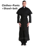 Halloween Kukombo Ladies Missionary Priest Uniform Medieval Costume Nun Cosplay Halloween Dress For Women Cross Religious Polyester Adult Men Robe