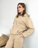 Christmas Gift Hirsionsan Soft Cotton Fleece Women Sets Autumn Winter Thicken Warm Hoodie Sweatshirts and Pants Two Piece Sets Ladies Tracksuit