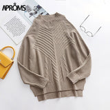 Christmas Gift Aproms Elegant Cold Shoulder Knitted Loose Sweaters Women 2021 Autumn Winter Side Split Pullovers Streetwear Fashion Jumpers Top
