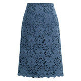 Christmas Gift Women A-line Skirt Lace Elegant Office Skirts Womens Black Pencil Velvet Skirt For Women Warm Skirts Knee-length High Waist