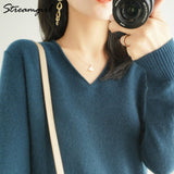 Christmas Gift Women Sweaters And Pullovers 2021 Autumn Knitted Top Jumper Women Pulovers Purple V Neck Sweater Basic Winter Sweater Woman