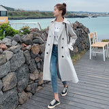 Christmas Gift Fashion New Double-Breasted Women Trench Coat Long Belted Slim Lady Duster Coat Cloak Female Outerwear Spring Autumn Clothes