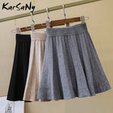 Christmas Gift Knitted Pleated Mini Skirt Women Spring 2021 Short Skirts Womens High Waist Pleated Knit Skirts For Women Vintage Skirt Mini