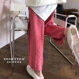 Kukombo  2022 Autumn Winter Twist Knitted Pants Stretch High Waist Korean Ankle Trousers Causal Solid Women Sweater Pants