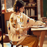 Pajamas Female Autumn and Winter Lovely Thickened Coral Velvet Loose Warm Princess Wind Facecloth Bathrobe Robe Set Pajamas