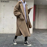 Christmas Gift Women's Long Coat Loose Woollen Coat Korean Leisure Commuting Style Lapel Windbreaker Autumn Oversized 2021 Woman Jacket Coat
