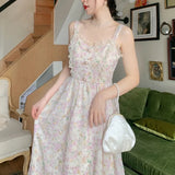 Kukombo 2022 Women Vintage Franch Style Female Strapless Party Dress Casual Holiday Lady Boho Vestido Summer Print Floral Dress
