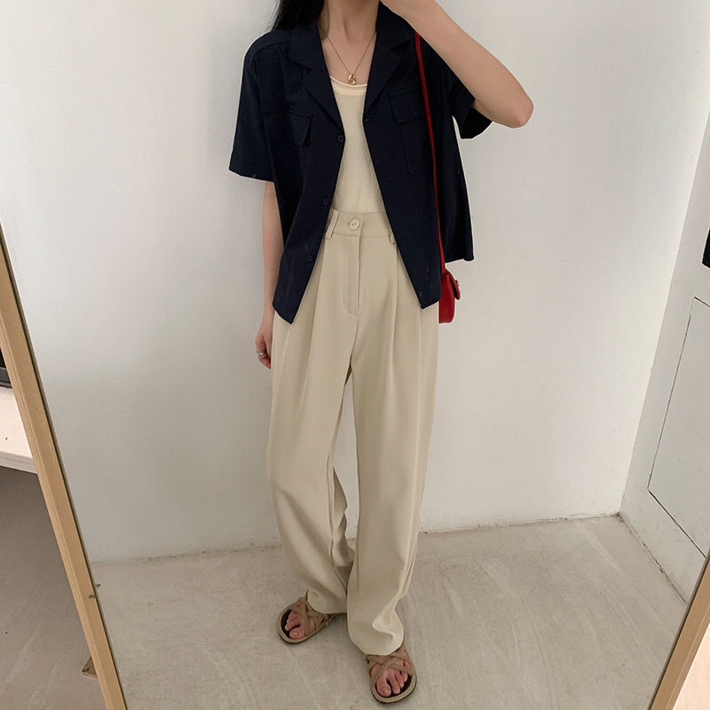 Kukombo Casual Pants Women Various Lengths All-Match Spring Loose Empire Ins Simple College Mujer Solid Trousers Baggy Fashion Classic