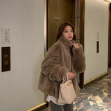 Christmas Gift High quality mink coat women's 2021 winter new lady Qian Xueli and young stand collar Rex Rabbit Fur women's winter fashion fur