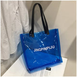 Kukombo  PVC Clear Transparent Tote Bags Women Candy Jelly Beach Bags Women Summer Large Handbags Casual Shopping Shoulder Bag