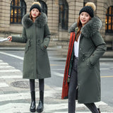 Christmas Gift 2021 New Women Winter Jacket Long Coat Casual Parkas Removable Fur Lining Hooded Parka Cotton Thicken Warm Jacket Mujer Coats