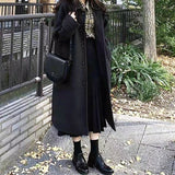 Christmas Gift Woman Long Coat Korean Preppy Style Fashion Retro Versatile Windbreaker Casual Warm Woolen Coat Cotton 2021 Winter Women Coat