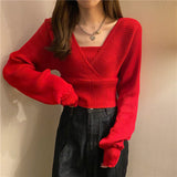 Kukombo Pullovers Women Knitting Elegant Solid All Match Ladies Casual Korean Style Daily Loose Design Spring Fashion Popular College