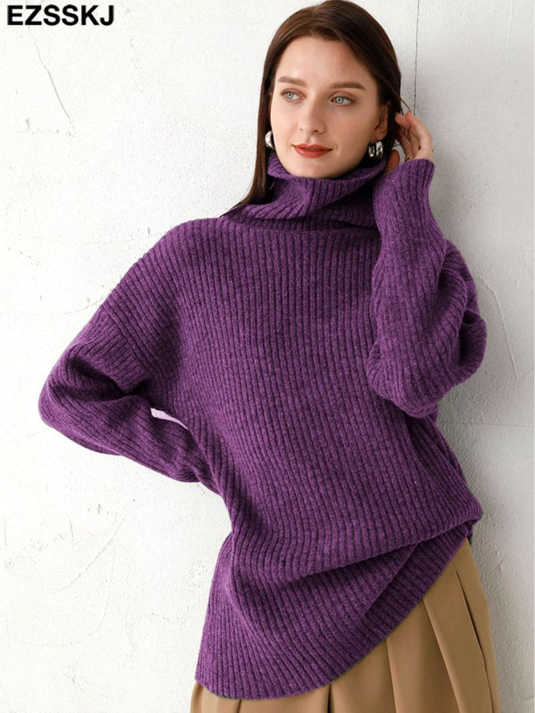 Christmas Gift cashmere Autumn Winter highneck thick oversize Sweater pullovers Women 2021 LOOSE  sweater pullovers female Long Sleeve