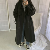 Christmas Gift Chic Women Trench Coat Casual Women's Long Outerwear Loose Overcoat Autumn Winter Fashion Double-breasted Windbreaker Femme