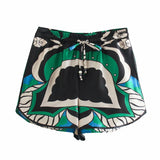 Kukombo 2022 Oversized Green Print Boho Women Shorts Sets Shirts Shorts Pants Three Pieces Fashion Suits Matching Sets 2022 Autumn