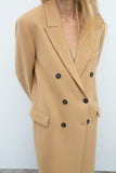 Kukombo Women Autumn New Double Breasted Jacket Overcoat Vintage Long Sleeve Female Outerwear Chic Tops