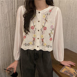 Kukombo Blouse Women Print Casual Simple Hollow Out Teens Square Collar Daily Vintage Harajuku Crop Chic Comfortable College Loose New