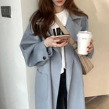 Christmas Gift Women's Long Coat Loose Woollen Coat Korean Leisure Commuting Style Lapel Windbreaker Autumn Oversized 2021 Woman Jacket Coat