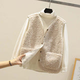 Christmas Gift Autumn Fleece Women Vest Waistcoat Winter White Vest Sleeveless Jacket Ladies Warm Thick Sleeveless Vest For Women 2021