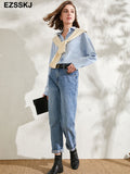 Christmas Gift EZSSKJ 2021 new chic casual loose cotton blouse shirt women solid color oversize long blouse shirt  Women