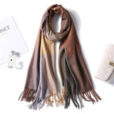 Christmas Gift 2021 warm winter scarf for lady fashion plaid cashmere scarves women shawls and wraps thick high quality pashmina neck bandana