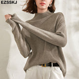 Christmas Gift oversize Sweater Women Pullover Casual Turtleneck Long Sleeve chic loose 2021 Knit Sweater Female Jumpers soft top