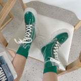 Kukombo Women Boots Transparent Platform Shoes Jelly Fashion Autumn Casual Goth Ankle Harajuku +Socks