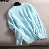Christmas Gift autumn winter oversize thick mink cashmere sweater poullovers women batwing sleeve 2021 female casual warm fur sweater jumper