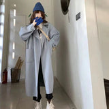 Christmas Gift Women's Long Coat Loose Woollen Coat Korean Leisure Commuting Style Lapel Windbreaker Autumn Oversized 2021 Woman Jacket Coat