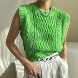 Kukombo 2022 Y2K Spring Autunm Women Sweaters Waistcoat Sleeveless Korean Style Knitted Vintage Wild Lady Short Vests SWV3277