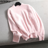 Christmas Gift autumn winter oversize thick mink cashmere sweater poullovers women batwing sleeve 2021 female casual warm fur sweater jumper