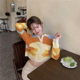 Christmas Gift Single Breasted Cardigan Women Elegant Simple Casual Sweater Retro Patchwork Cardigan Contrast Chic Lady Short Sweater