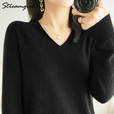 Christmas Gift Women Sweaters And Pullovers 2021 Autumn Knitted Top Jumper Women Pulovers Purple V Neck Sweater Basic Winter Sweater Woman