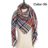 Christmas Gift 2021 New Winter Knitted Scarf Cashmere Pashmina Women Warm Neck Scarves Shawls Plaid Wraps Triangle Stoles Lady Bandana