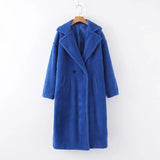 Kukombo Autumn Winter Women Fashion Chic Purple Teddy Coat Female Buttons Pockets Lapel Collar Warm Outerwear Girls Casual Streetwear