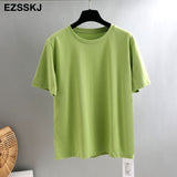 Christmas Gift New 2021spring summer Women oversize T-shirt Casual Loose cotton shortsleeve Brushed long T-shirt big Female Basic Thick Tops