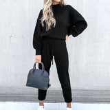 Christmas Gift Casual Solid Sweatshirt Suit Women Autumn Turtleneck Pullover and Pencil Pants Winter Plus Size Female Tracksuit 2 Piece Sets