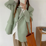 Kukombo Autumn Winter Women's Blazers Pockets Jackets Fashionable Vintage Oversized Wild Office Lady Tops JK20165
