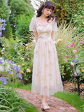 Kukombo Victorian Fairy Mesh Dress High-End Bowknot Flower Embroidery Gentle Romantic Family Party Dress Princess Dress Vestidos Fiesta