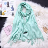 Christmas Gift 2021 women scarf solid cashmere scarves lady shawls and wraps winter head scarf pashmina long size foulard hijab wholesale