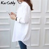 Christmas Gift Women's White Shirt Oversize Cotton Femme Tops Plus Size 5XL Long Shirts For Women White Blouse Spring Long Sleeve Tunics Women