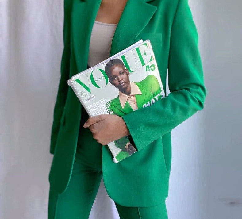 Kukombo Green Blazer Woman Za New Fashion Cardigan Coat Tops Femme Autumn Chic Blazer Femenino Winter Clothing Outerwear