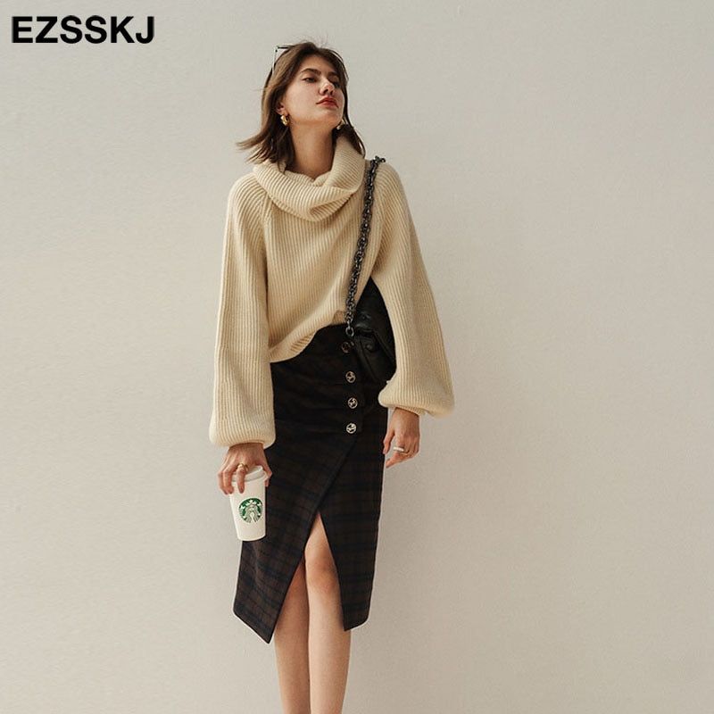 Christmas Gift Autumn Winter oversize thick Sweater pullovers Women 2021 loose cashmere turtleneck big size Sweater Pullover for women female