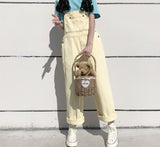 Kukombo Summer New Korean Loose Jumpsuits Women Casual Kawaii Baggy Yellow Overalls Woman Sweet Fashion One Piece Outfits