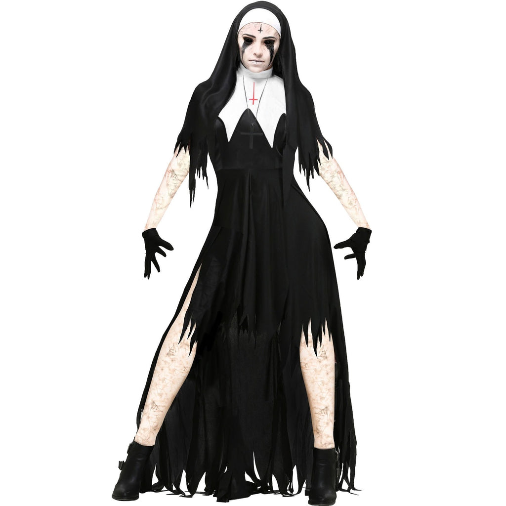 Halloween Kukombo Halloween Costumes Nun Cosplay Costume Women Black Vampire Fantasy Dress Terror Sister Party Disguise Female For Adults