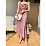 Kukombo 2022 Elegant Chic Slash Neck Sleeveless Women Solid Dress Summer New Spaghetti Strap Lace-up Slim Waist Ladies Vestidos